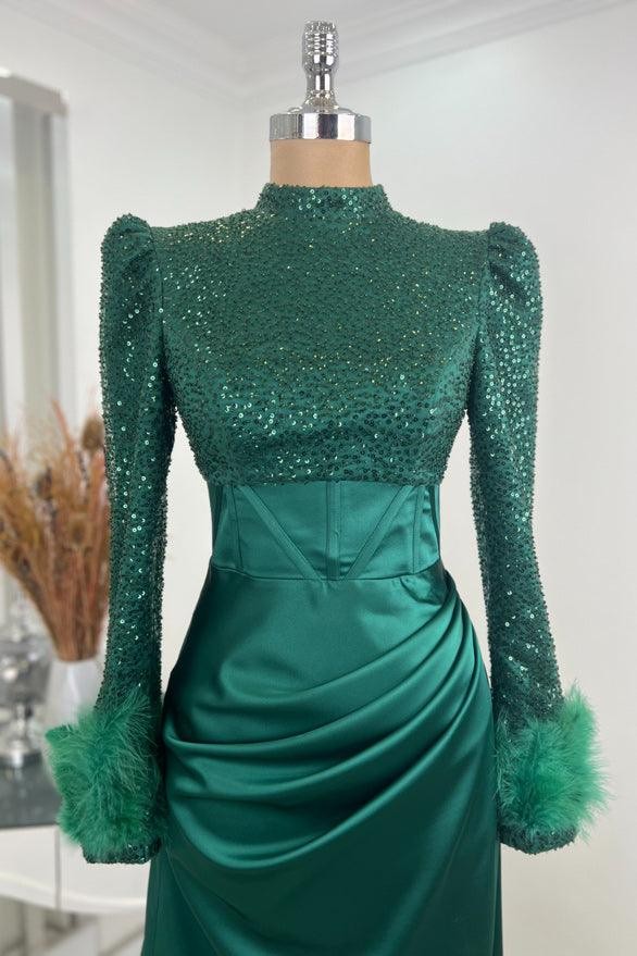 Sahra Hijab Evening Dress - Emerald