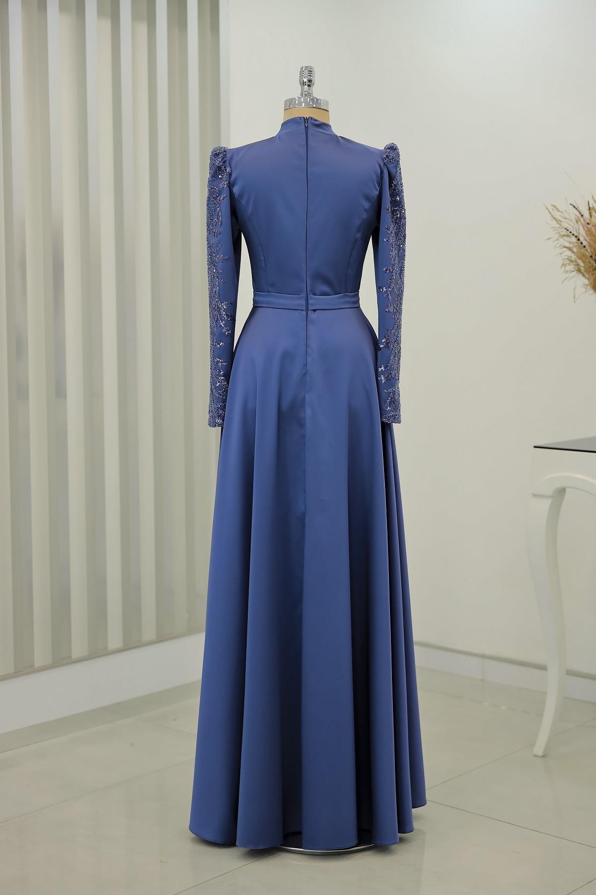 Meyra Hijab Evening Dress Indigo