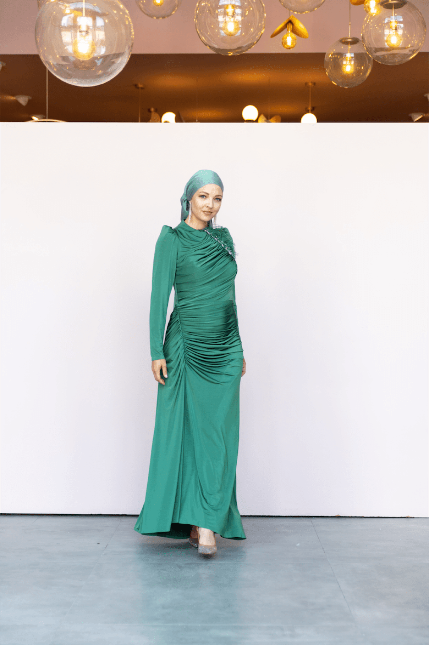 Setri Hijab Evening Dress - Green