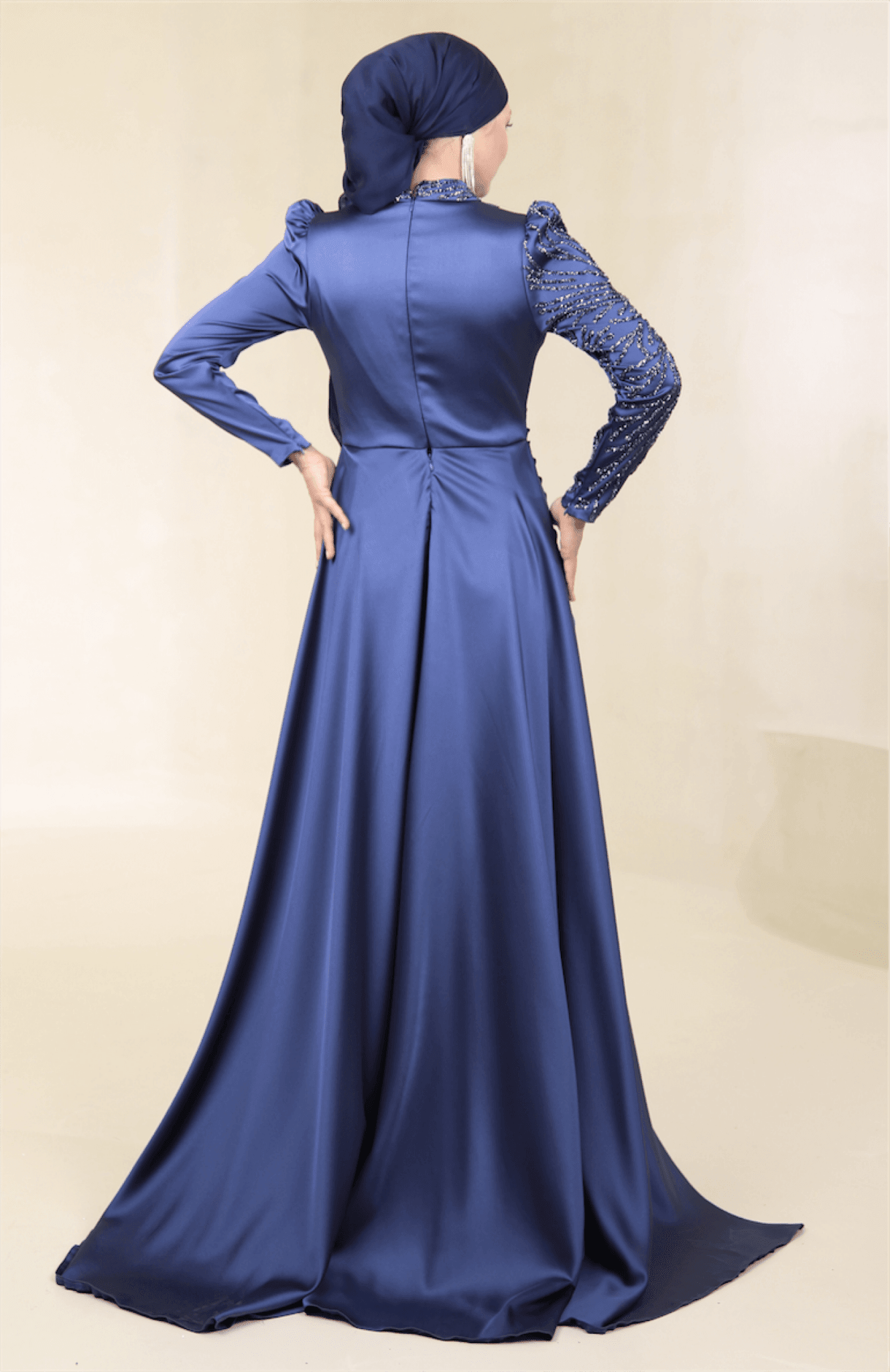 Ester Hijab Evening Dress - Indigo