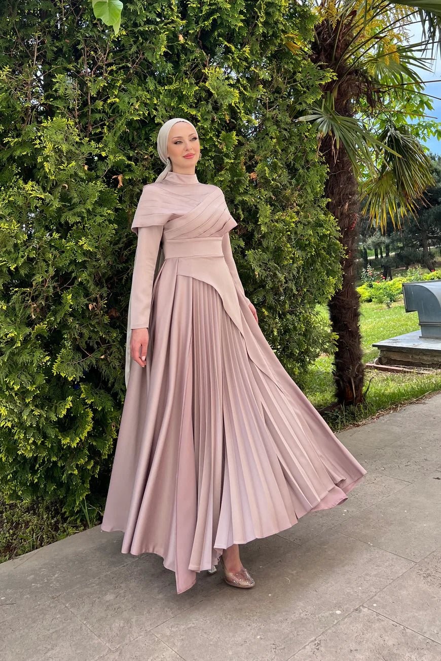 Sueda Hijab Evening Dress - Dusty Rose