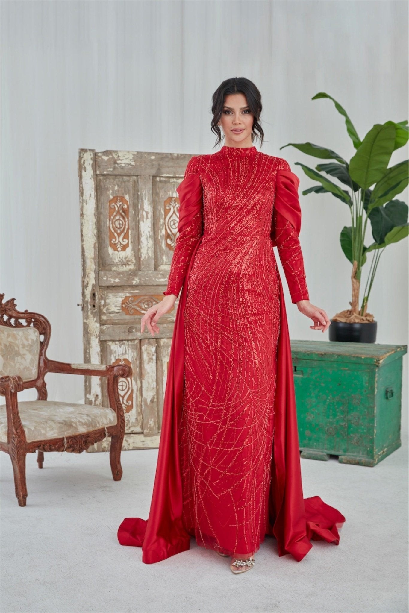 Sahra Hijab Abendkleid Hijab - Rot