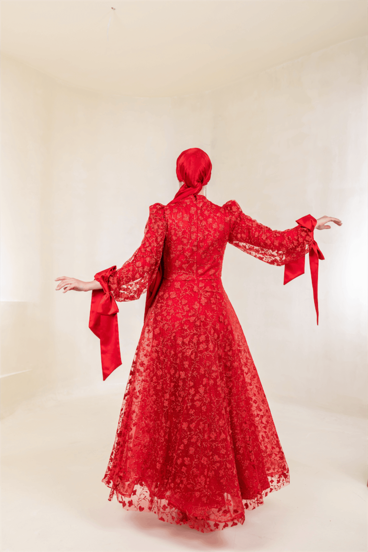 Lucetta Hijab Evening Dress - Red