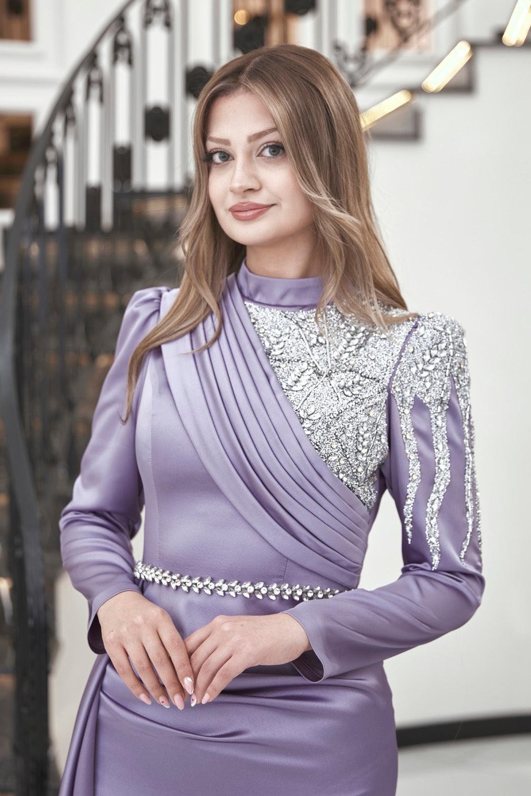 Talu Hijab Evening Dress - Lilac
