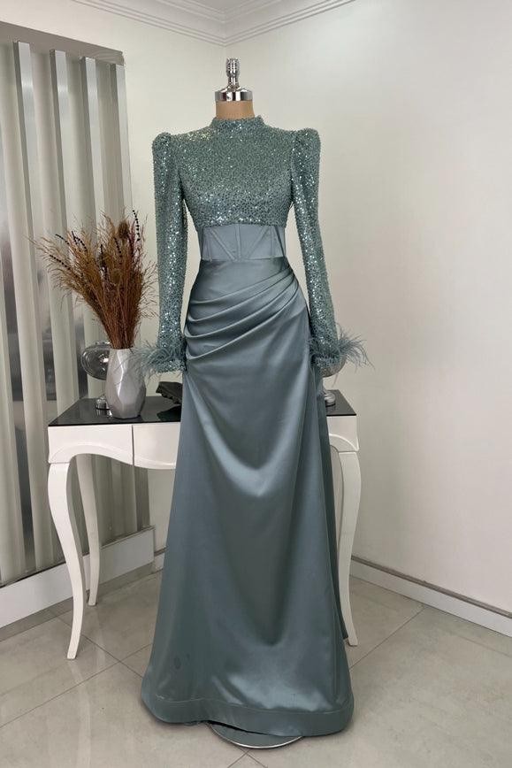 Sahra Hijab Evening Dress - Mint