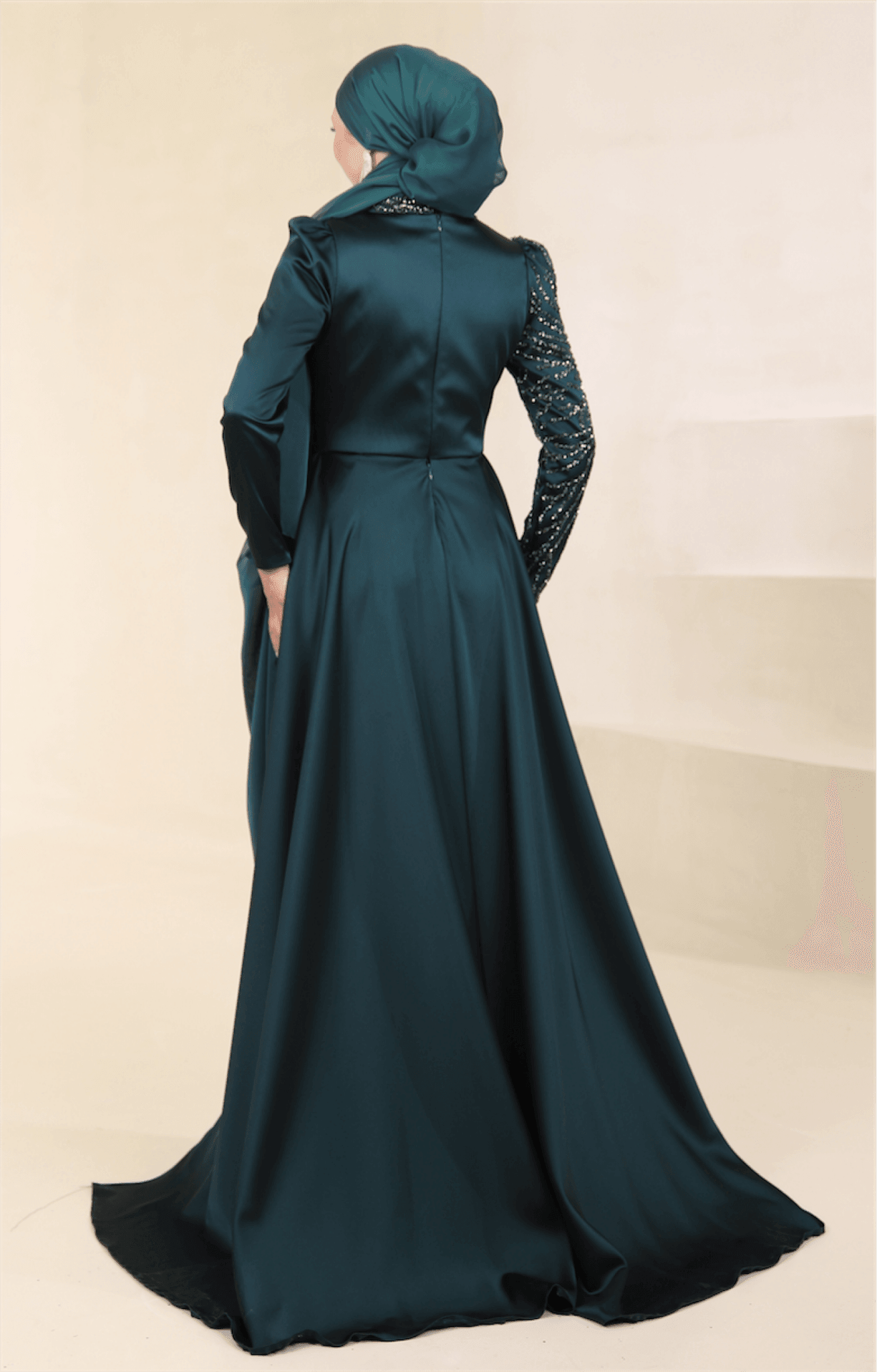 Ester Hijab Evening Dress - Emerald