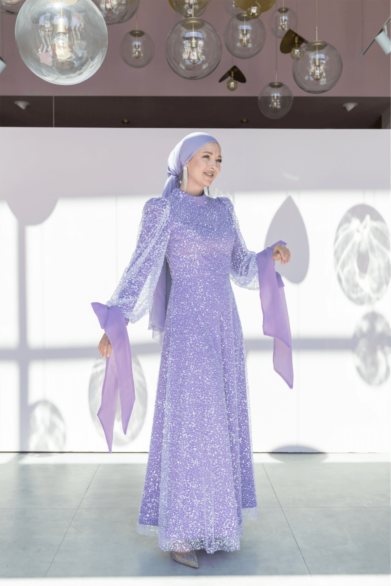 Melena Hijab Evening Dress - Lilac