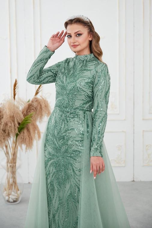Liva Hijab Evening Dress - Mint