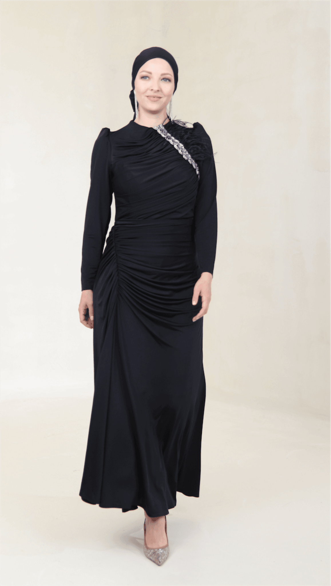 Setri Hijab Evening Dress - Black