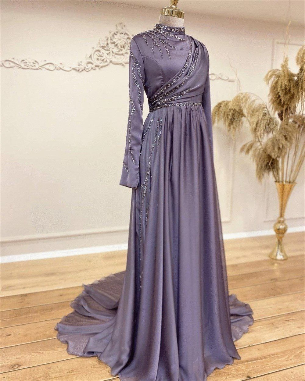 Şura Hijab Evening Dress - Lilac