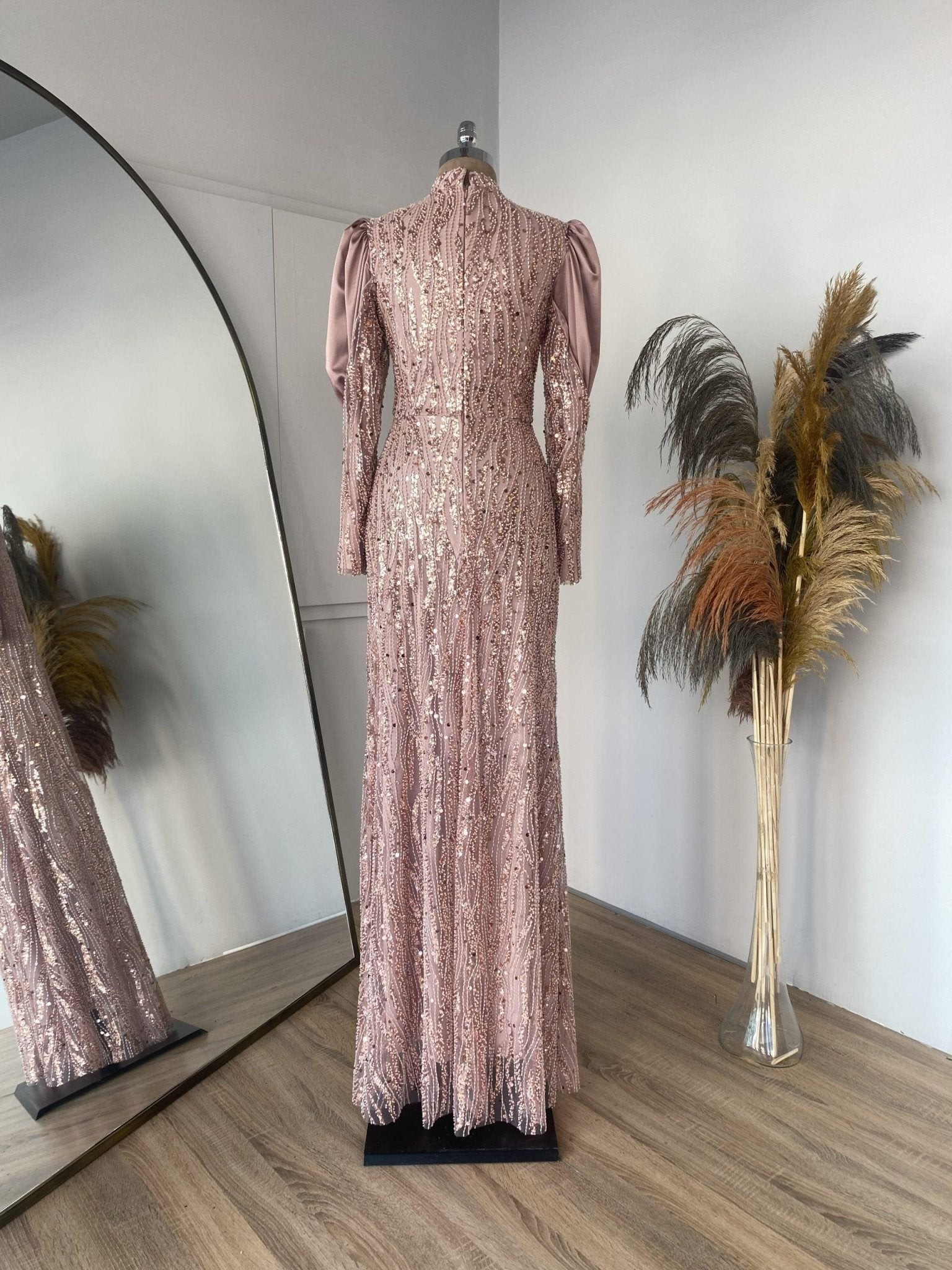 Lisa Hijab Evening Dress - Powder
