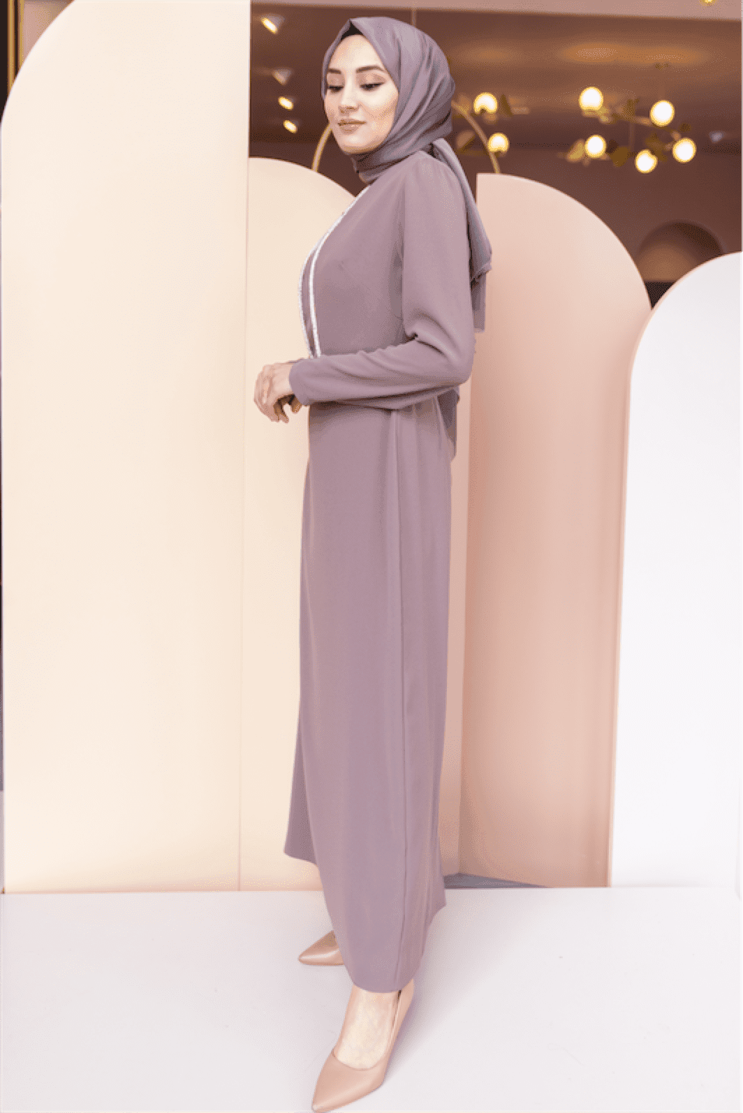 Alya Hijab Evening Dress - Brown