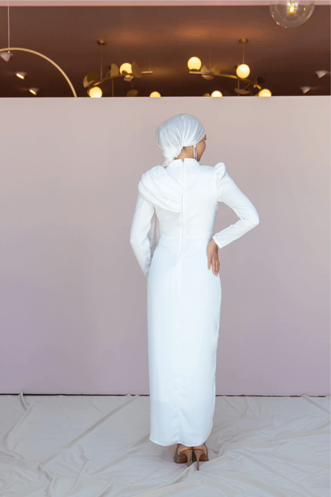 Esperanza Hijab Evening Dress - White