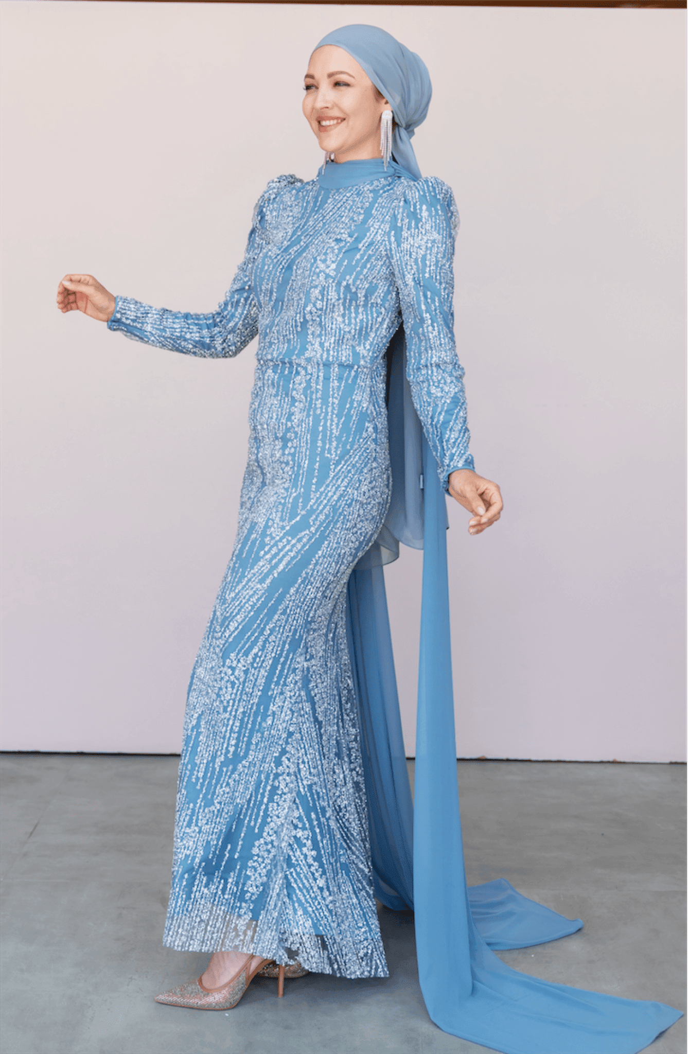 Ambra Hijab Evening Dress - Blue