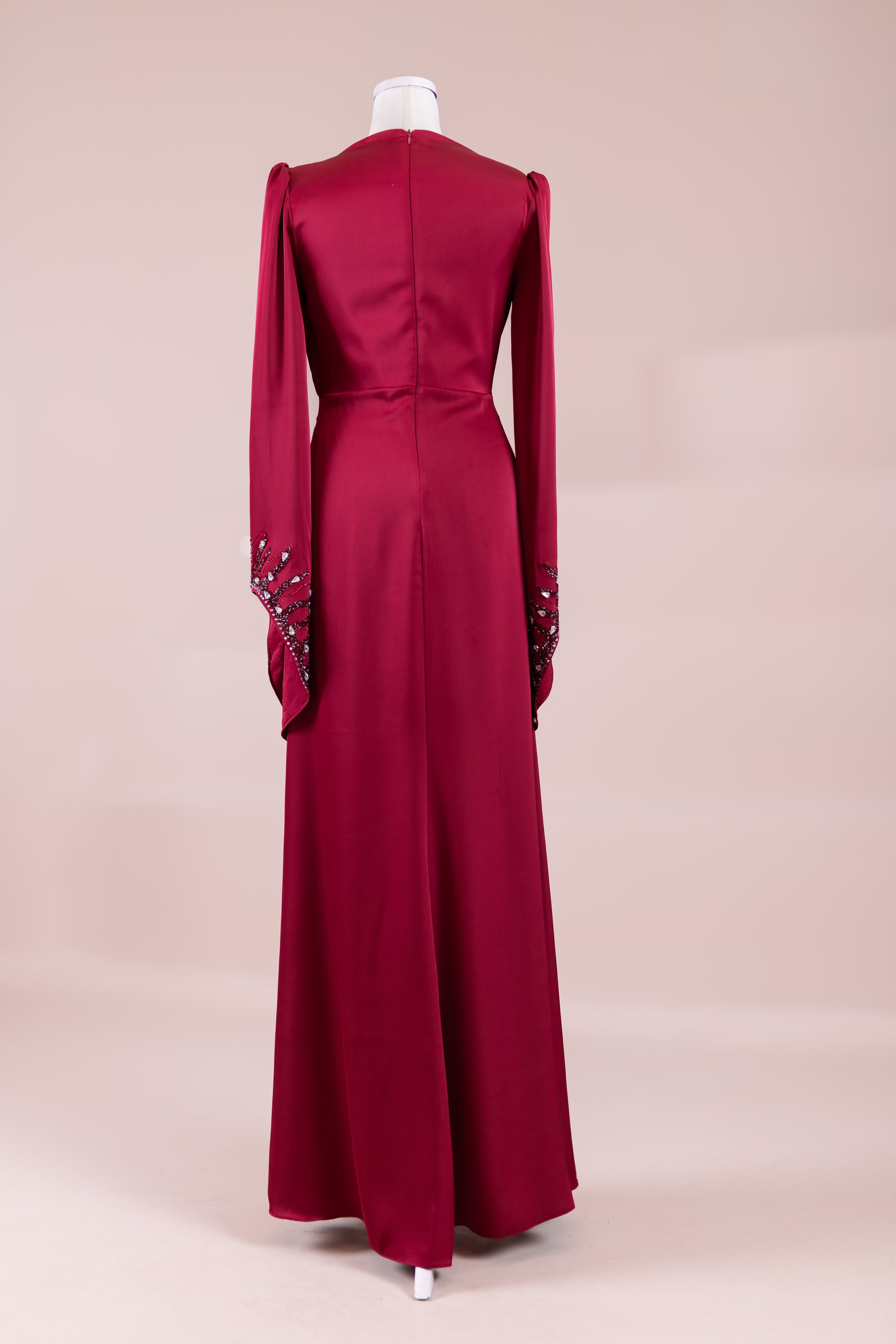 Sue Tesettür Abiye  - Burgundy