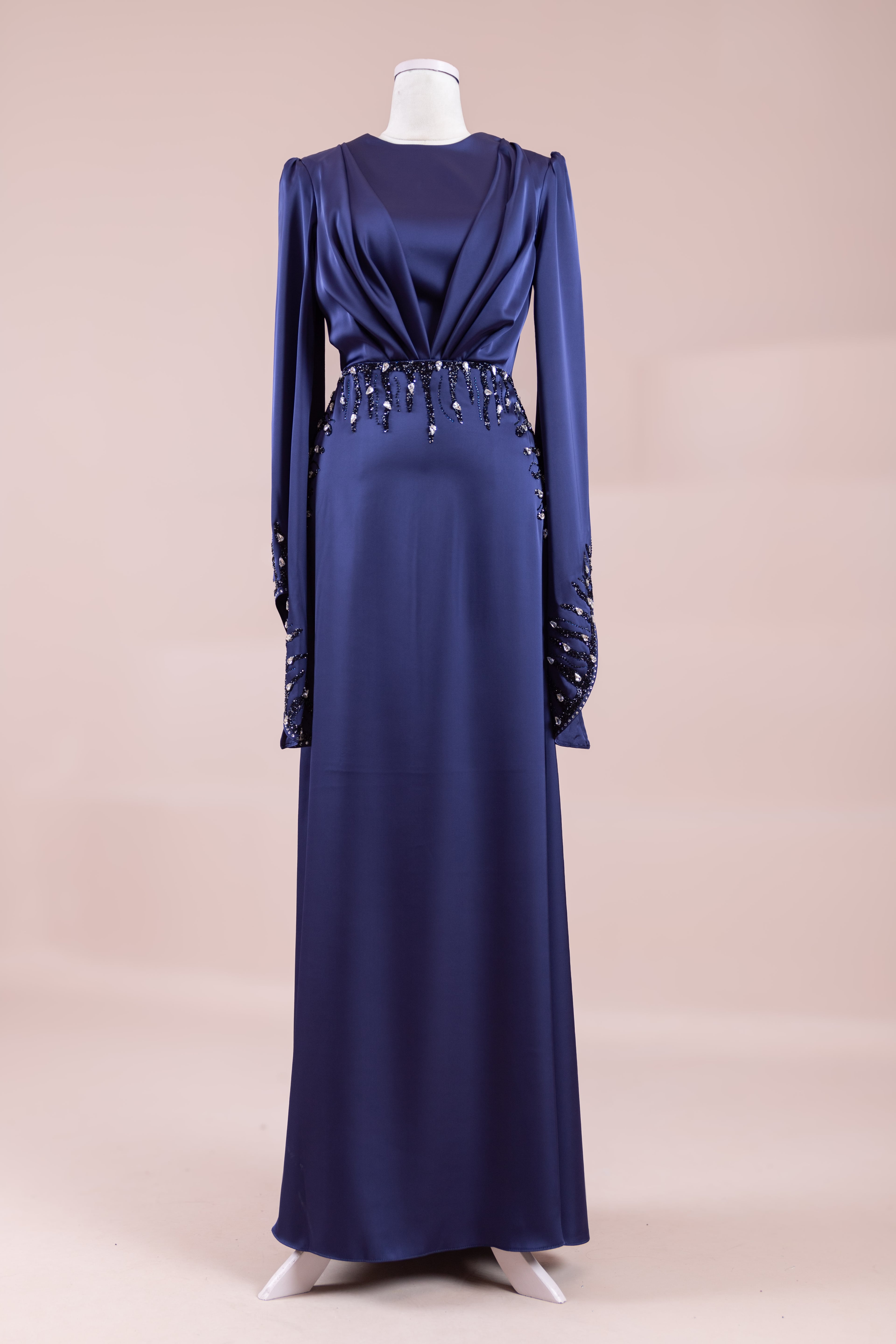 Sue Tesettür Abiye  - Navy Blue