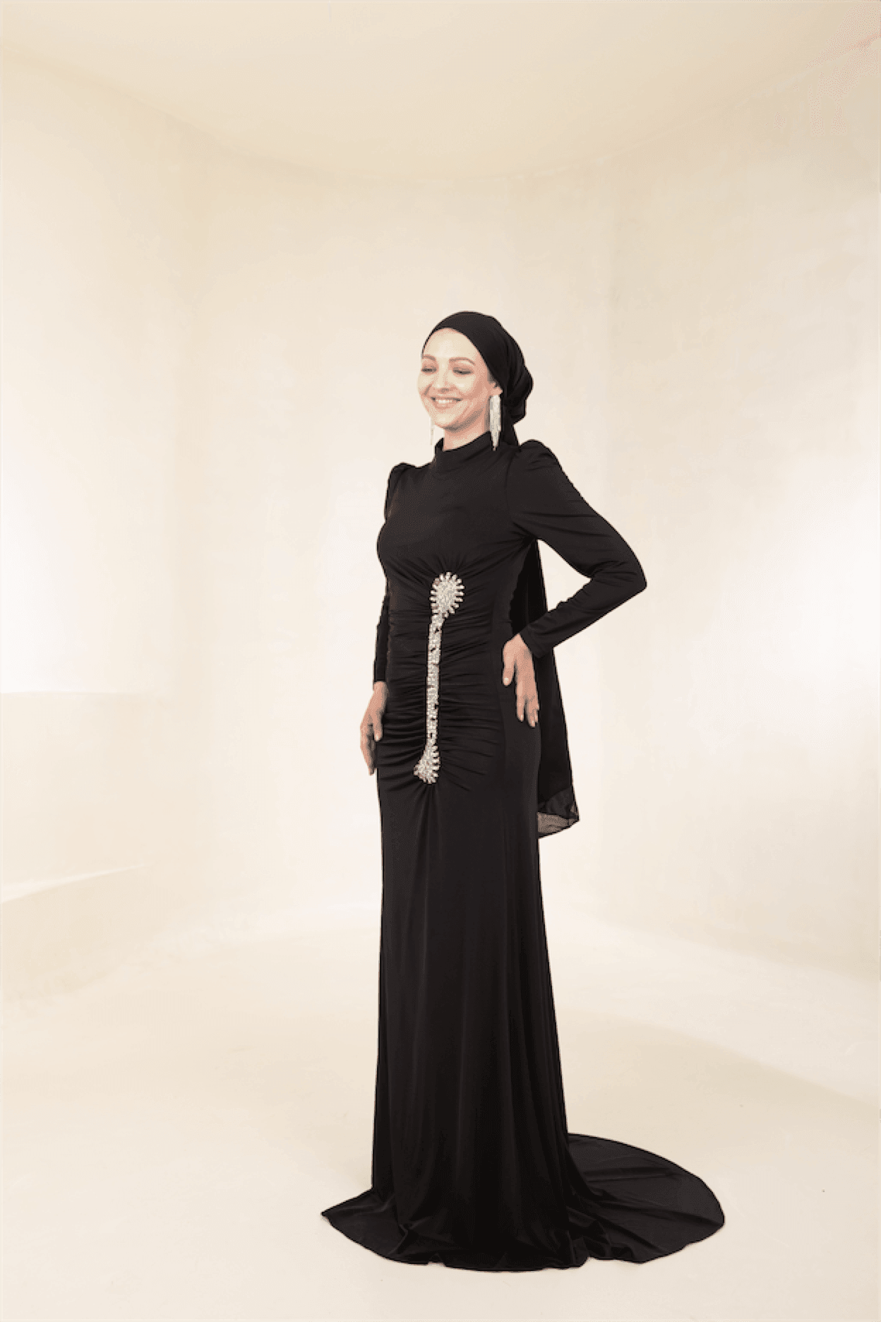 Lydia Hijab Evening Dress - Black