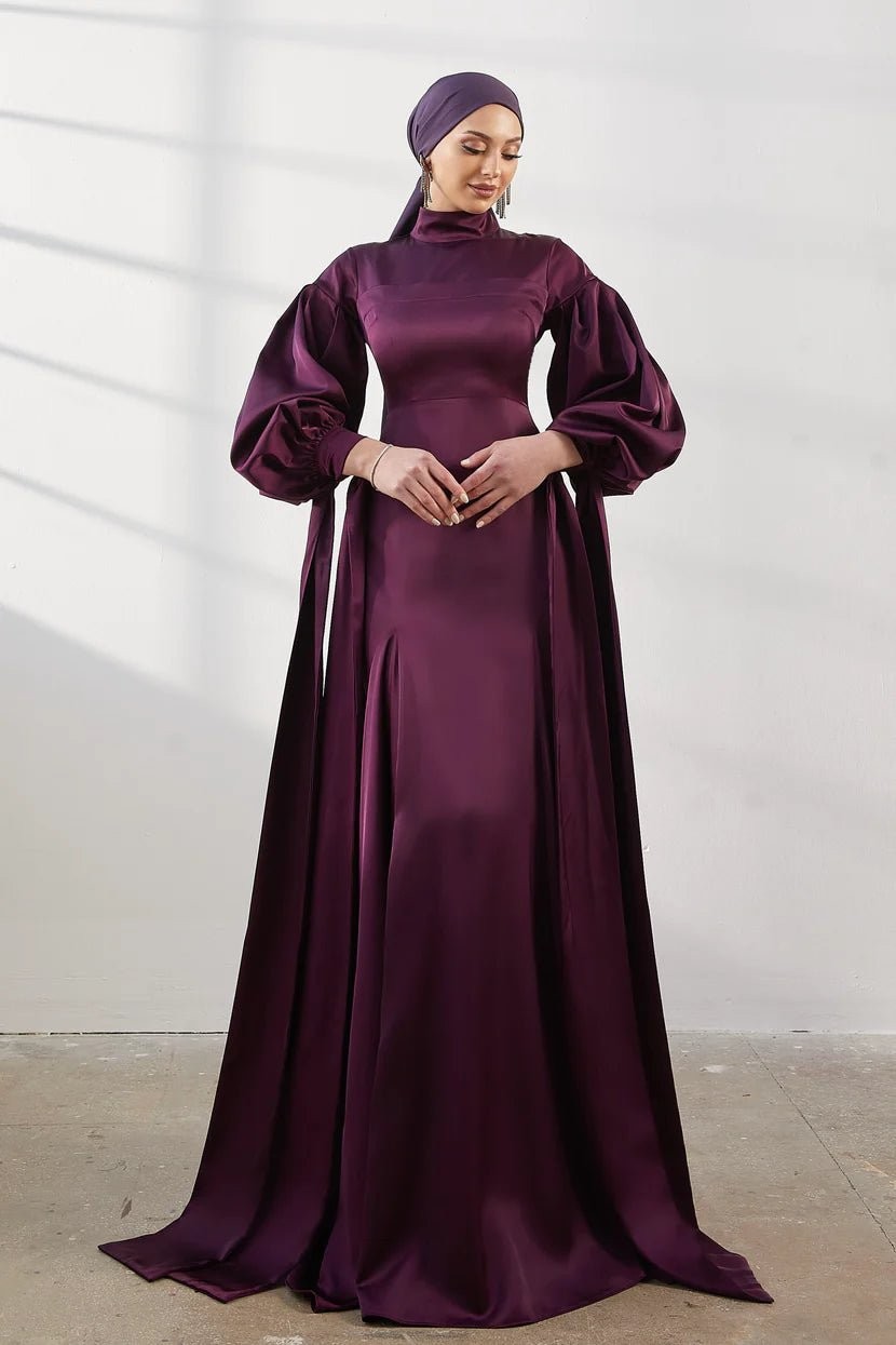 Serenay Hijab Evening Dress - Plum