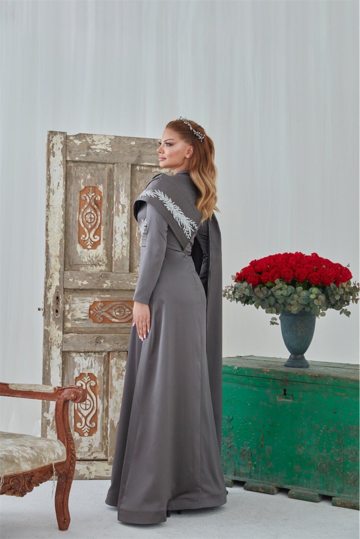 Emily Hijab Abendkleid – Grau