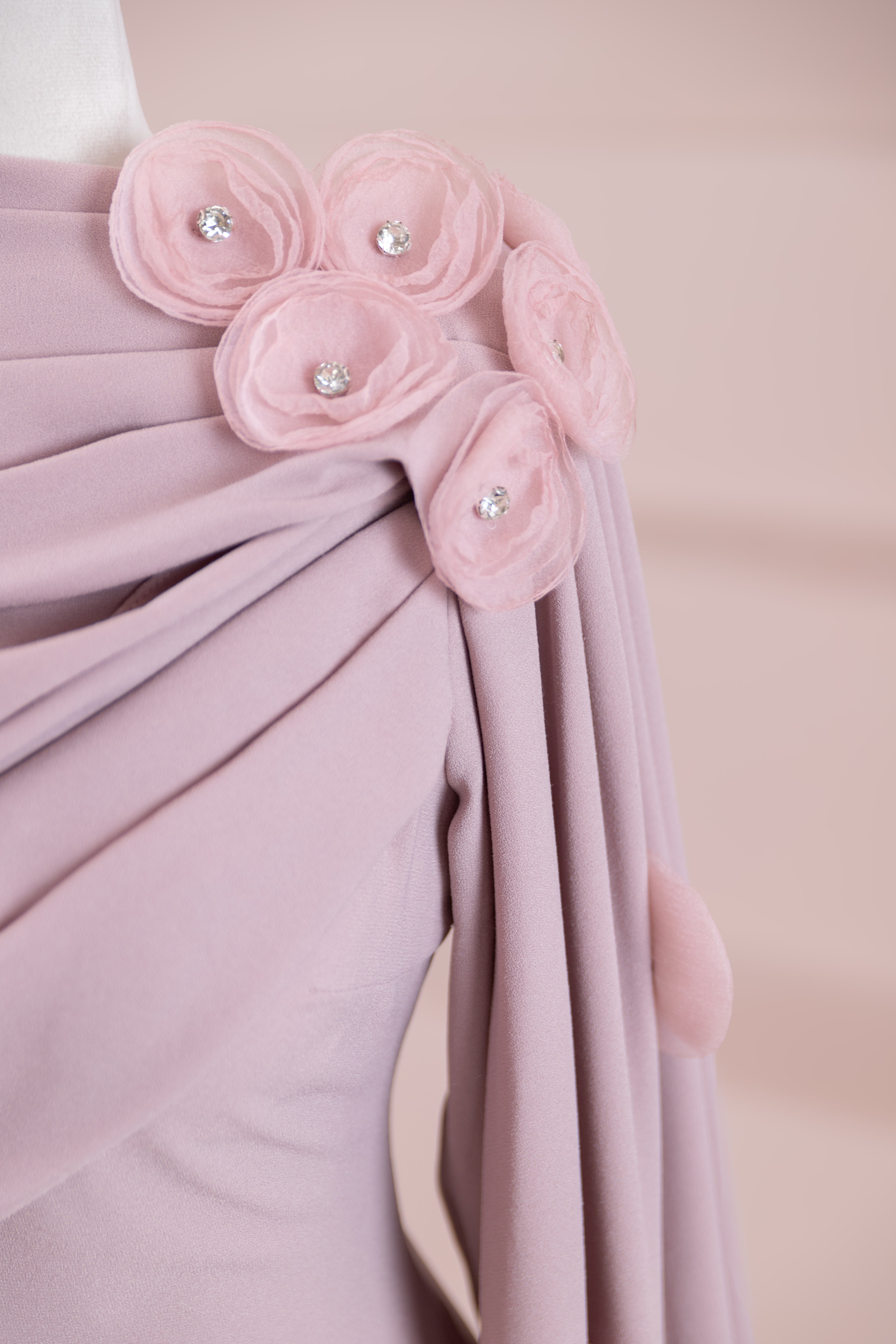 Mire Tesettür Abiye - Powder Pink