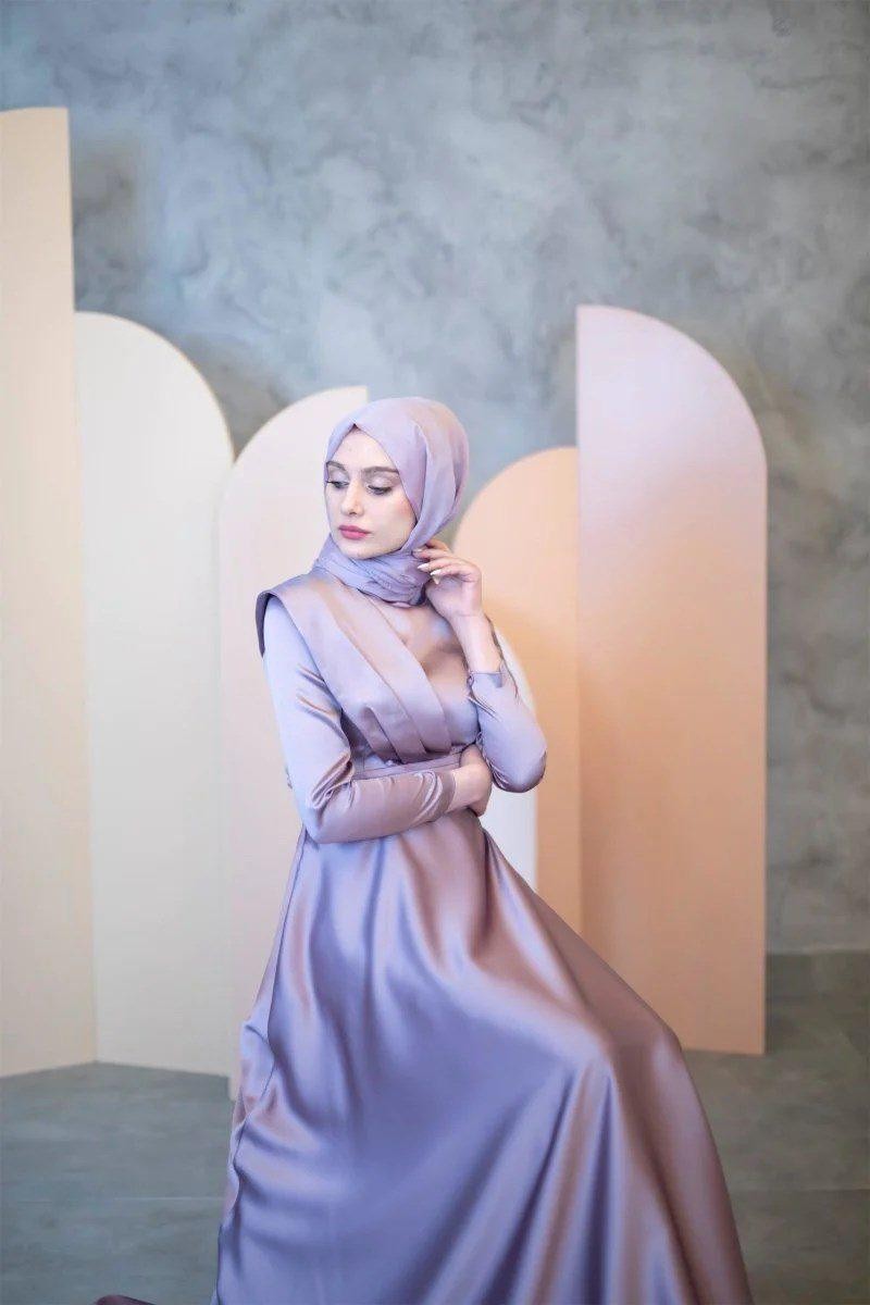 Helen Hijab Evening Dress - Lilac