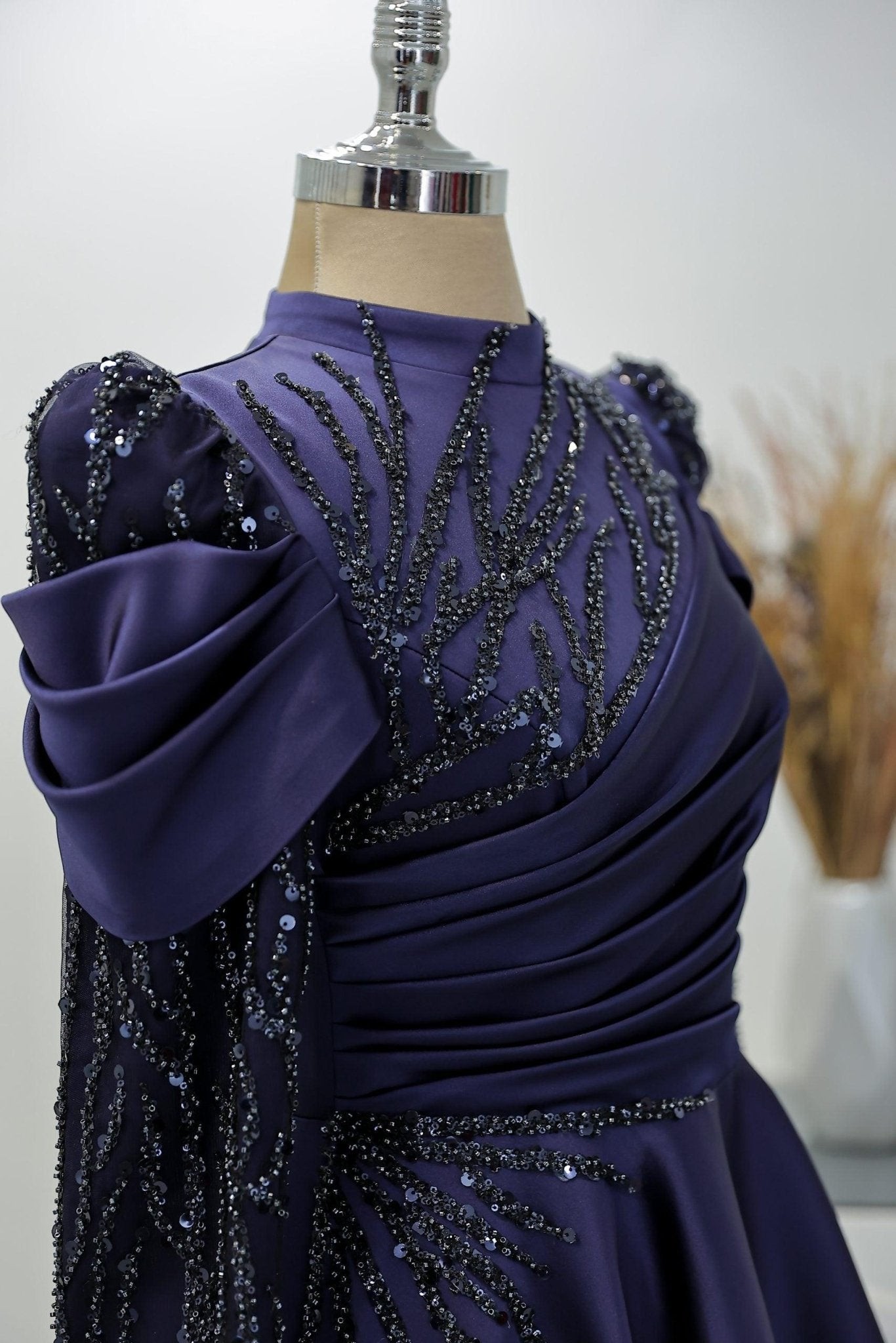 Endam Hijab Evening Dress - Navy Blue