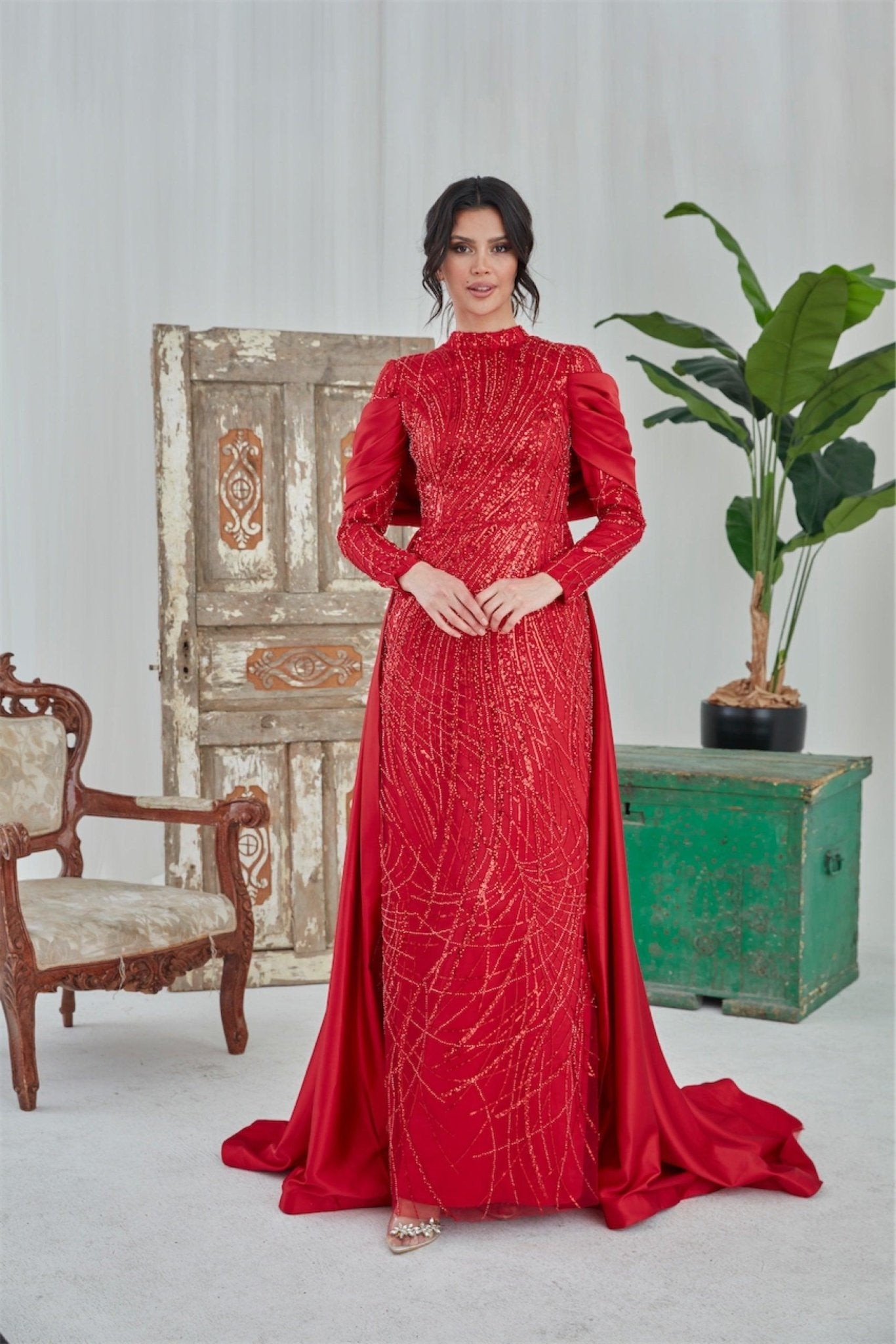 Sahra Hijab Abendkleid Hijab - Rot