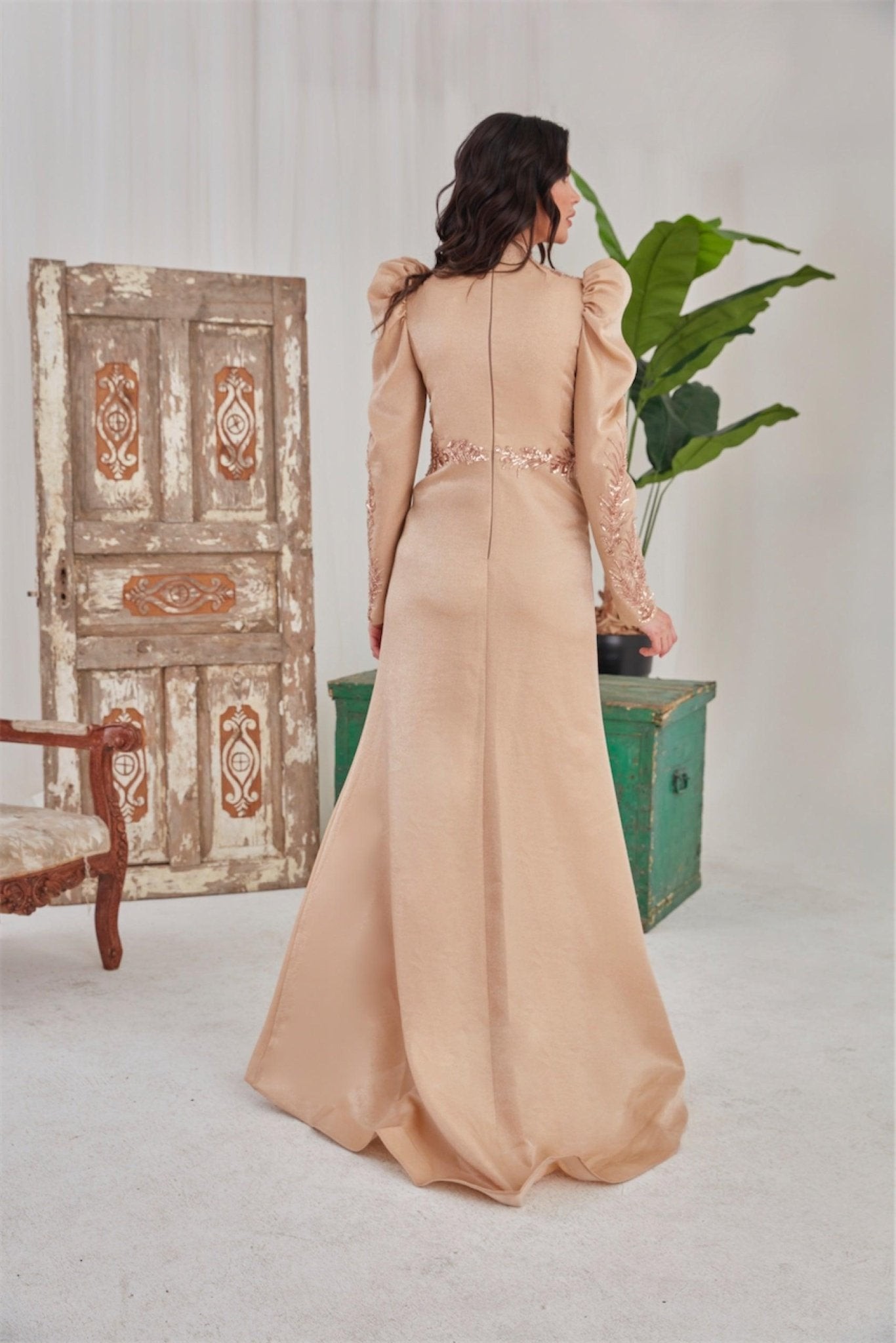 Ceylin Hijab Evening Dress - Gold
