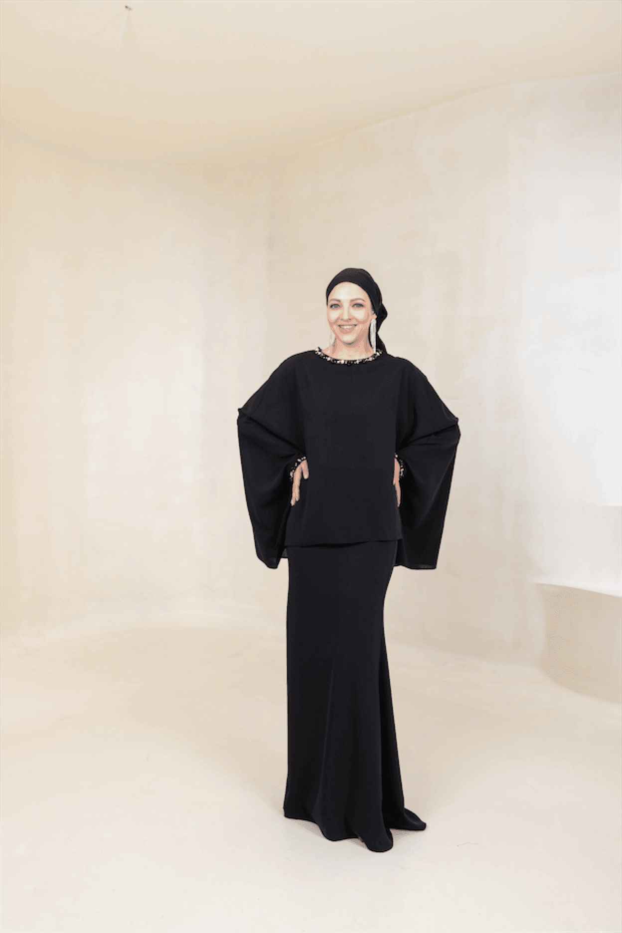 Eveline Hijab Evening Dress - Black