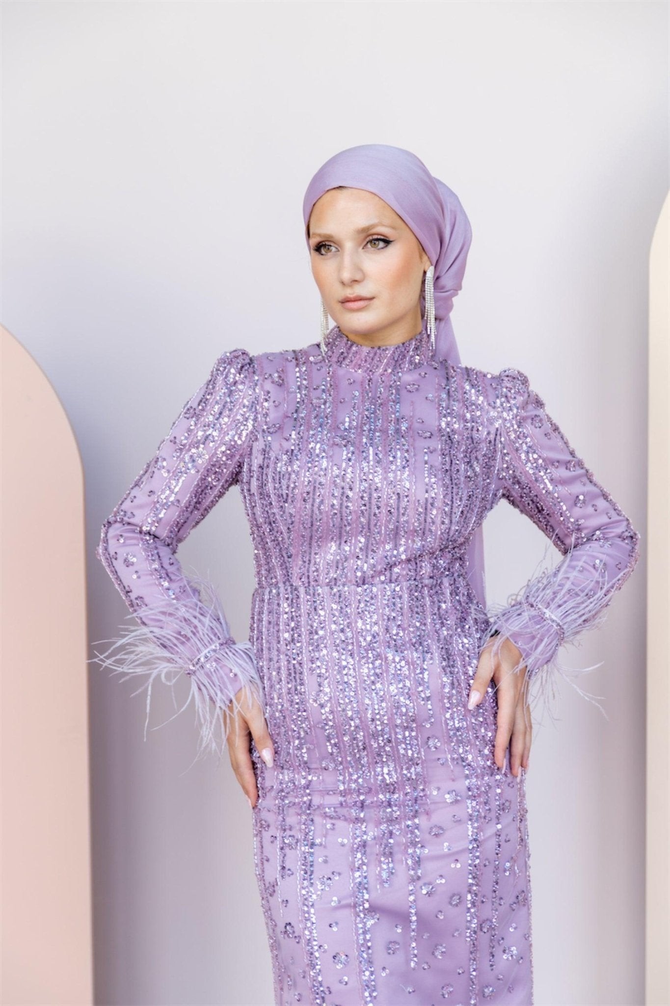 Veronica Hijab Evening Dress - Purple