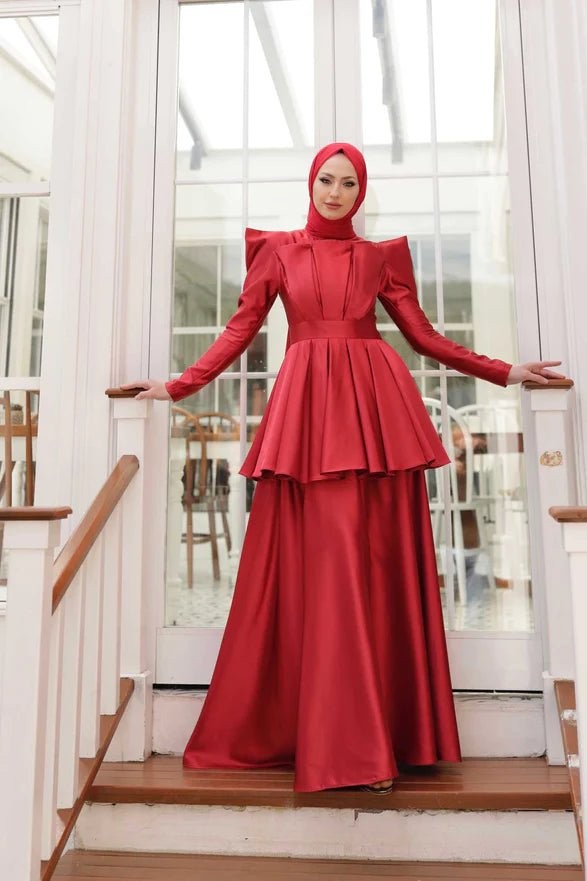 Anka Hijab Evening Dress - Red