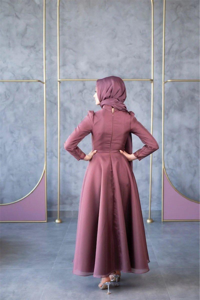 Mimosa Hijab Evening Dress - Dusty Rose