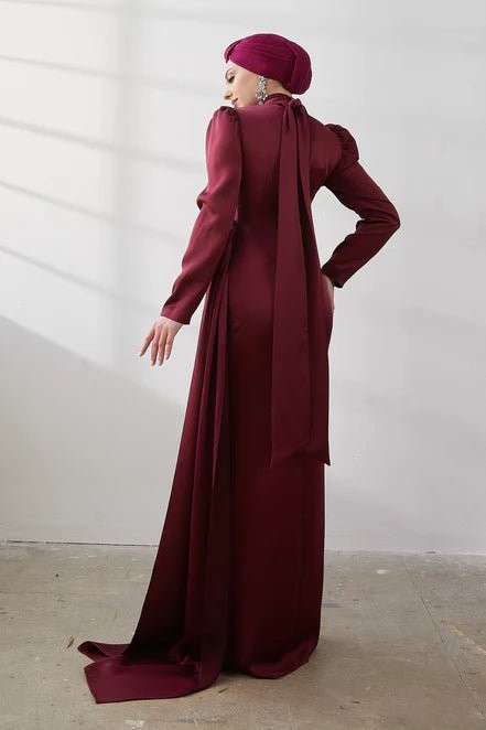 Buse Hijab Evening Dress - Cherry Rotten