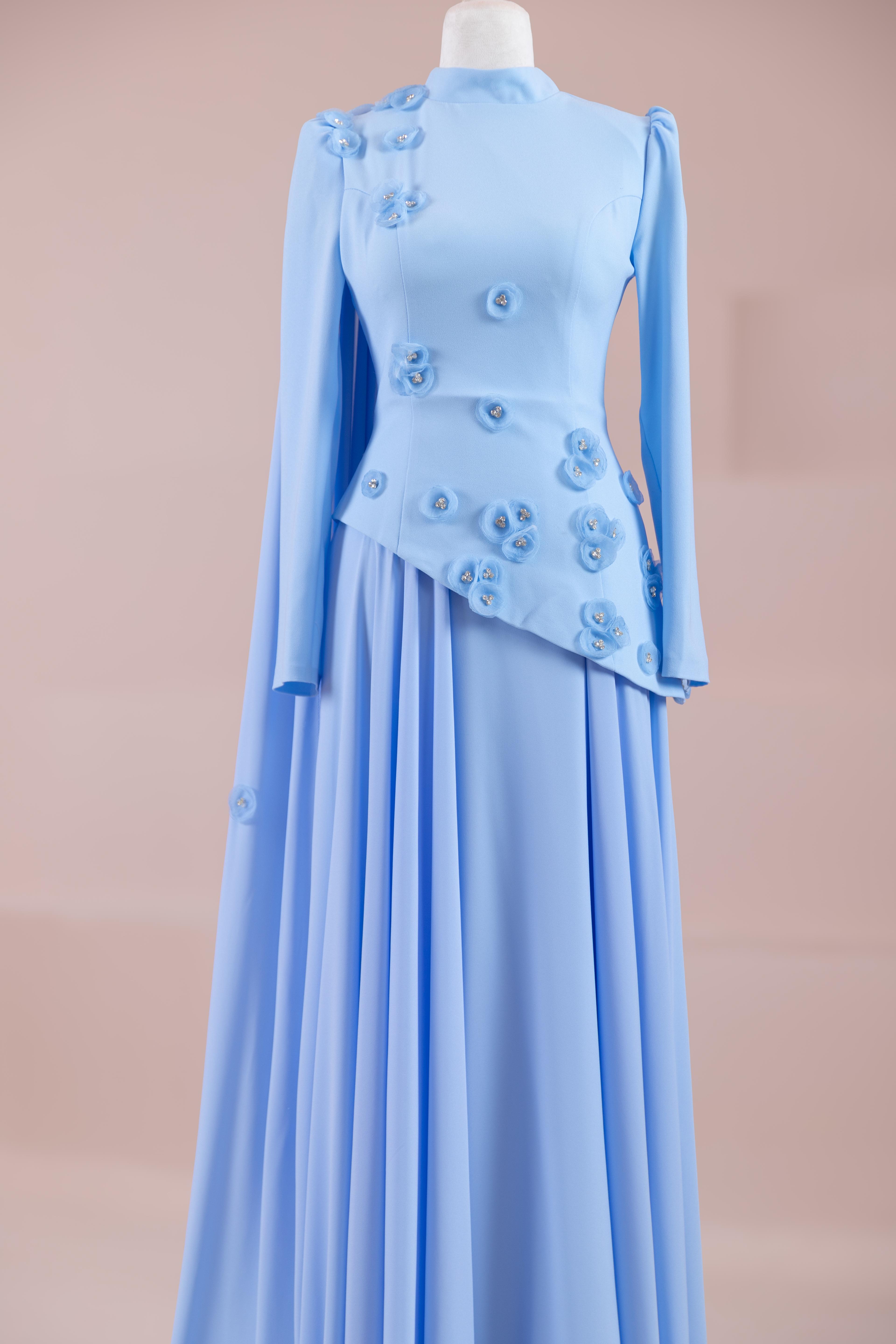 Çeliva Tesettür Abiye - Blue