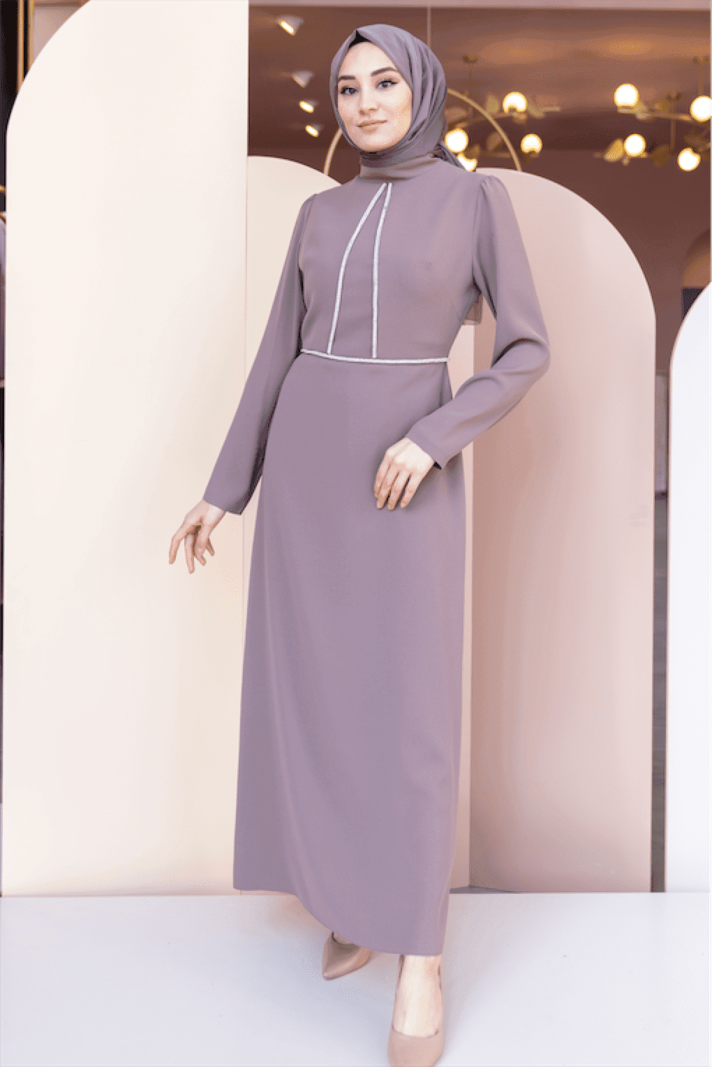 Alya Hijab Evening Dress - Brown