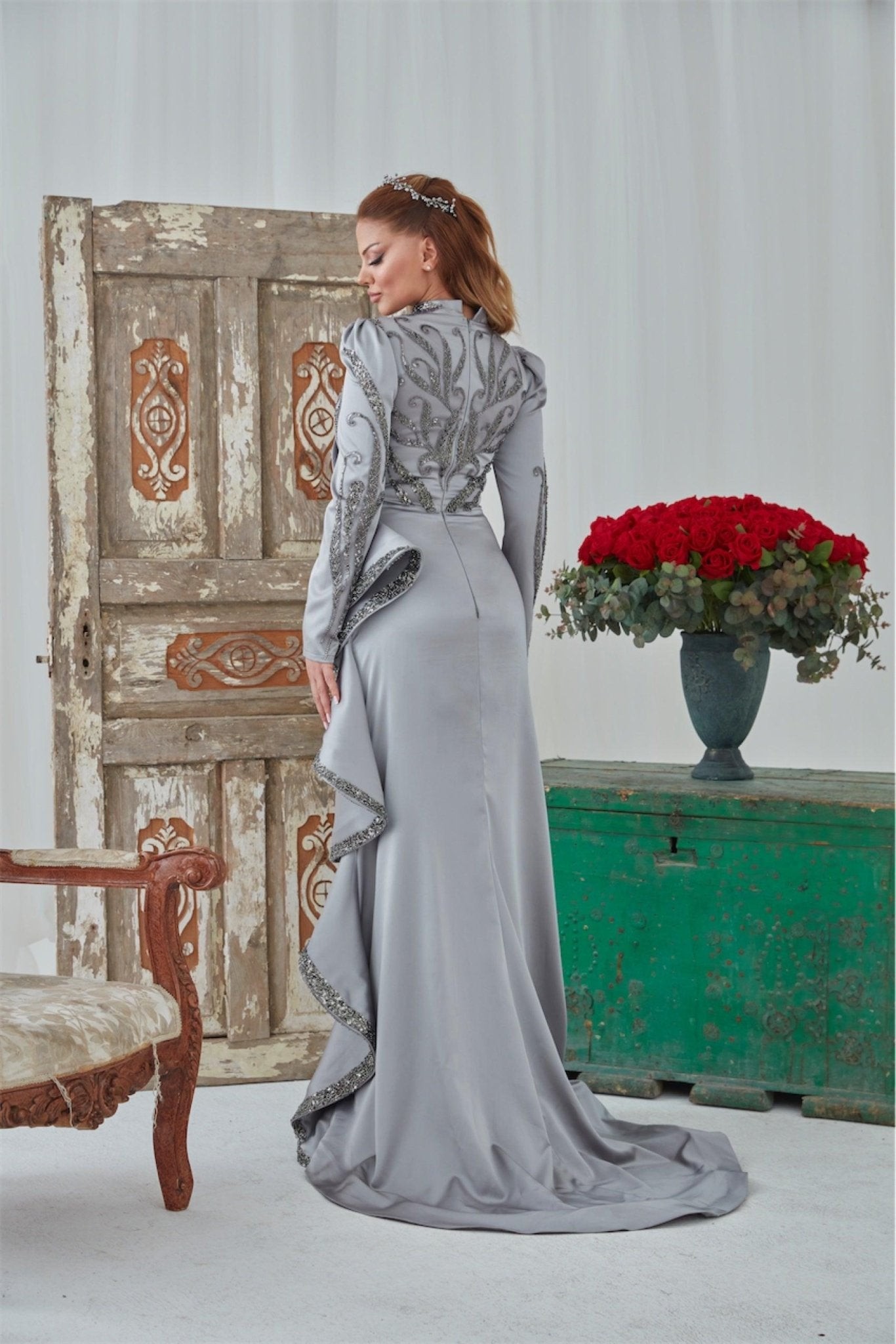 Hale Hijab Abendkleid – Grau
