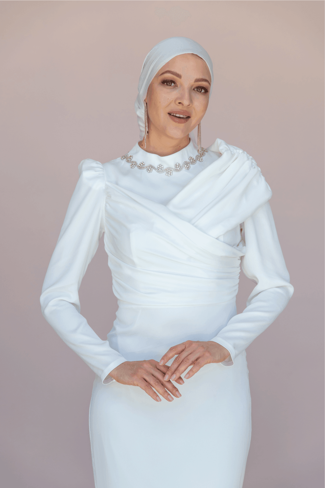 Esperanza Hijab Evening Dress - White