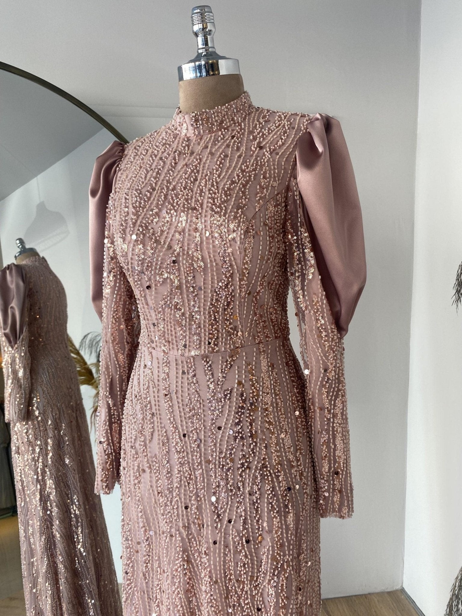 Lisa Hijab Evening Dress - Powder