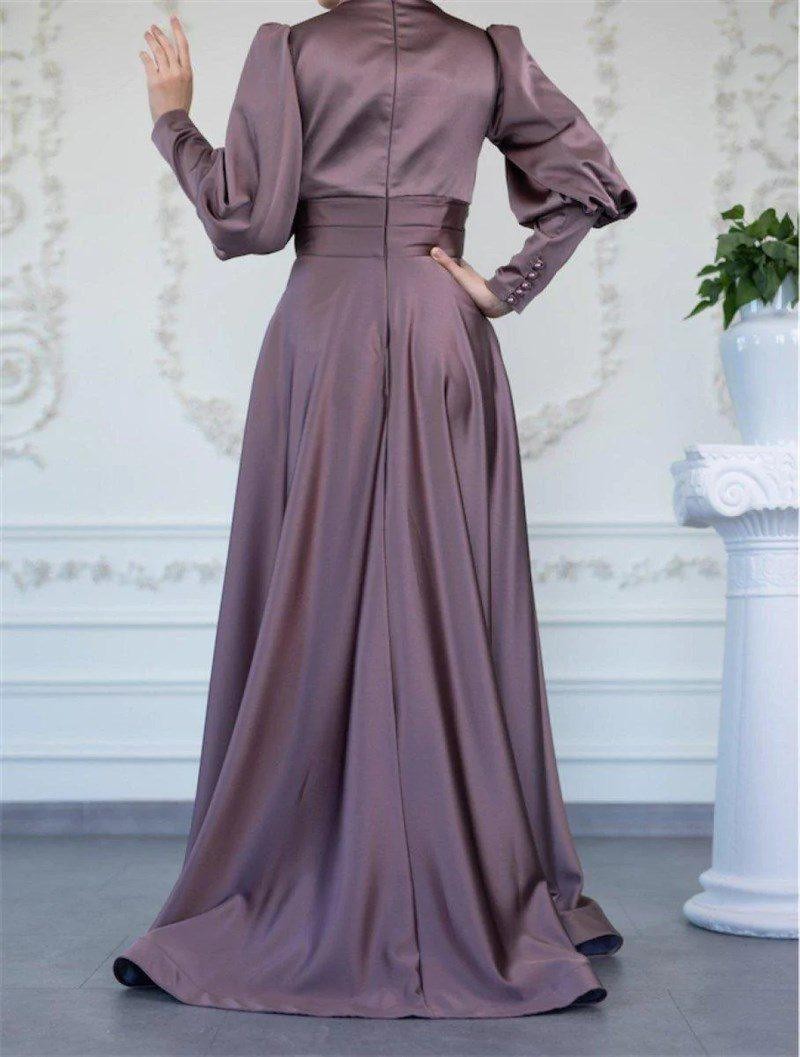 Anemon Hijab Evening Dress - Mink