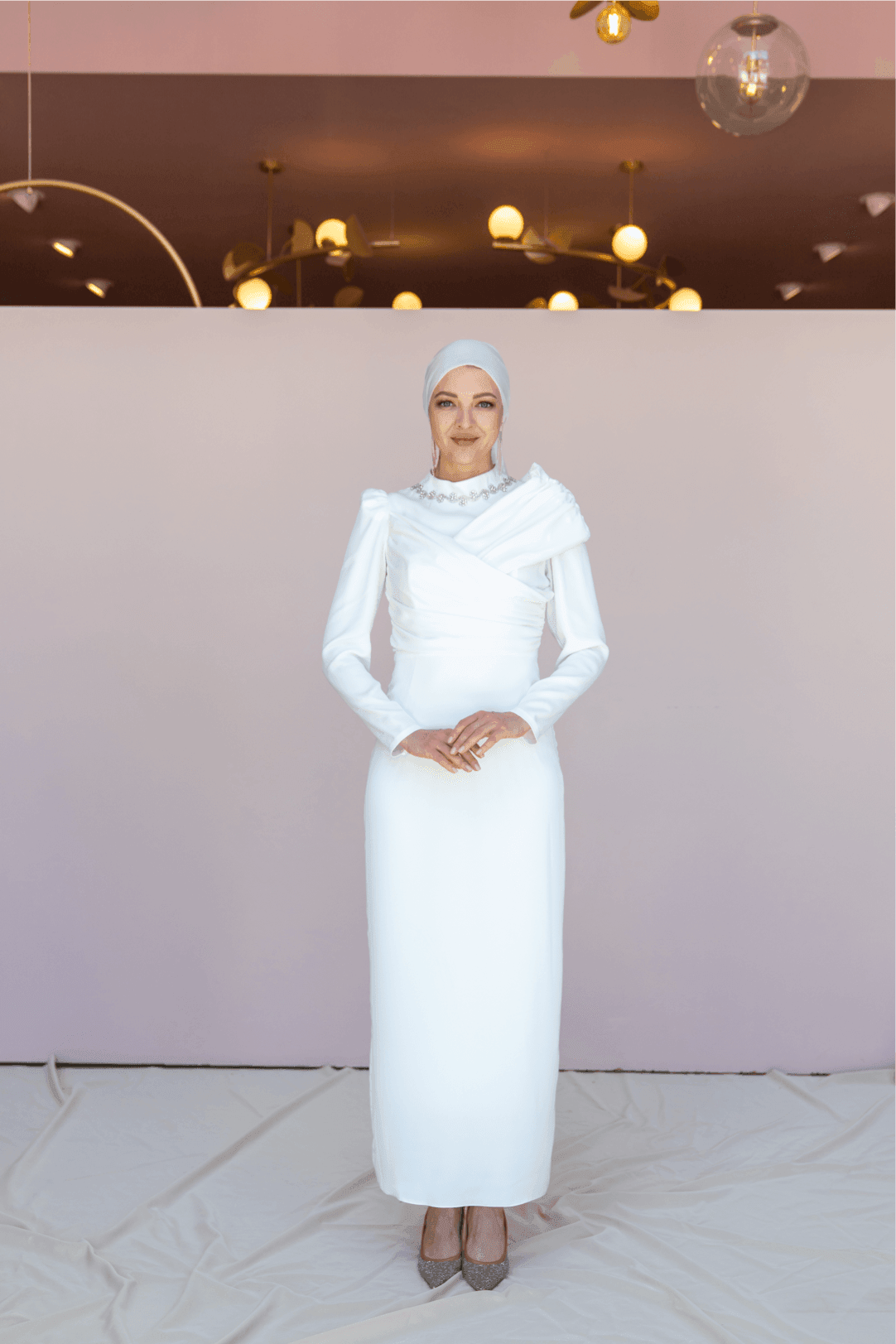 Esperanza Hijab Evening Dress - White