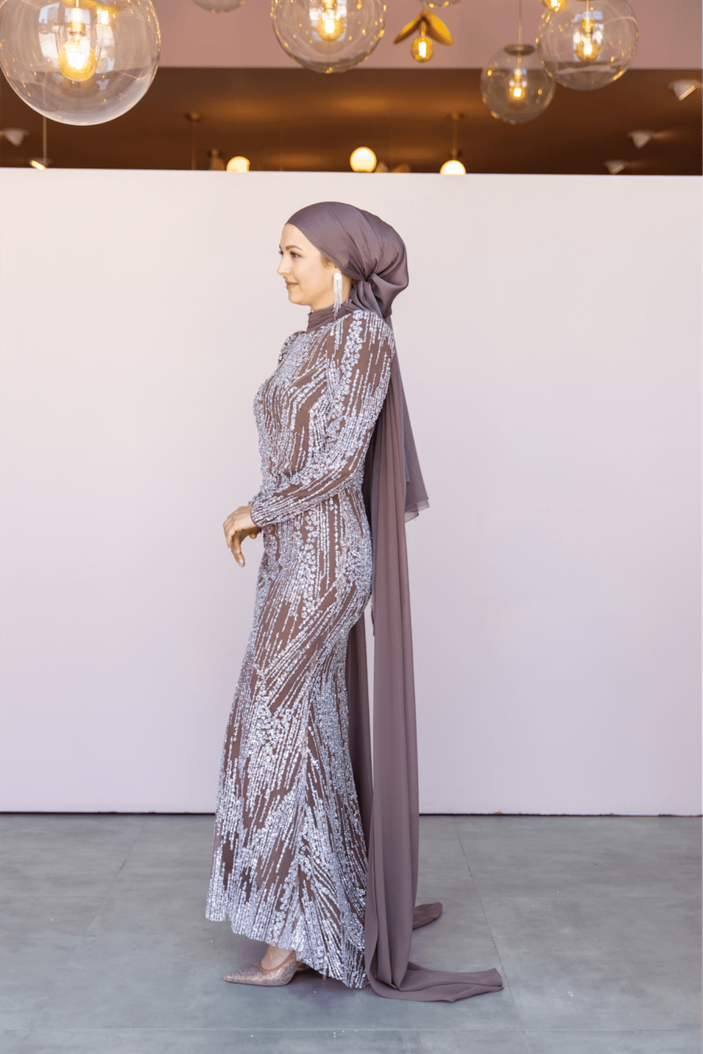 Ambra Hijab Evening Dress - Brown