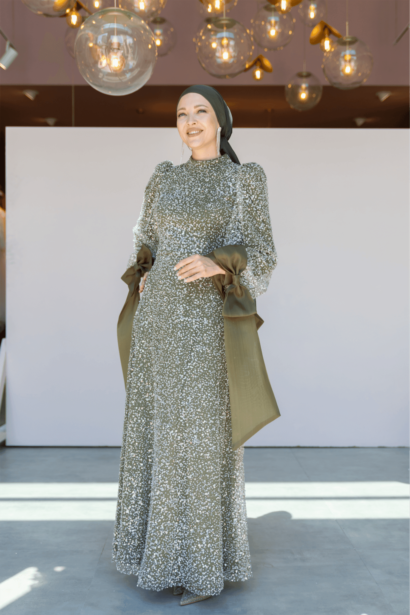 Melena Hijab Evening Dress - Khaki