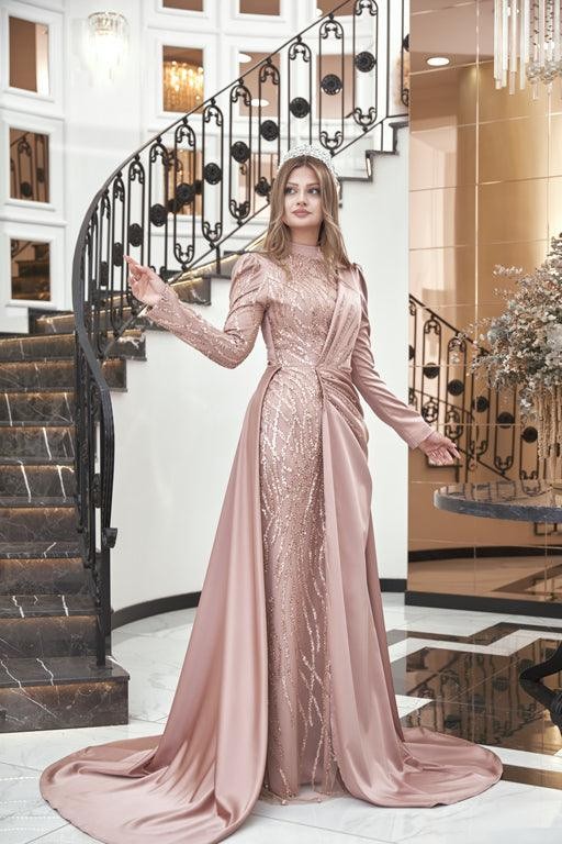 Helen Hijab Evening Dress - Copper