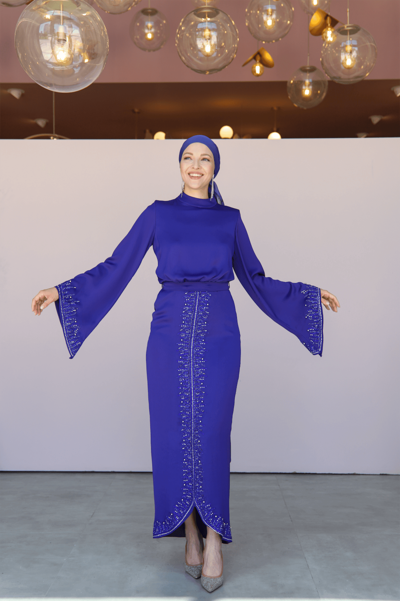 Thai Hijab Evening Dress - Blue