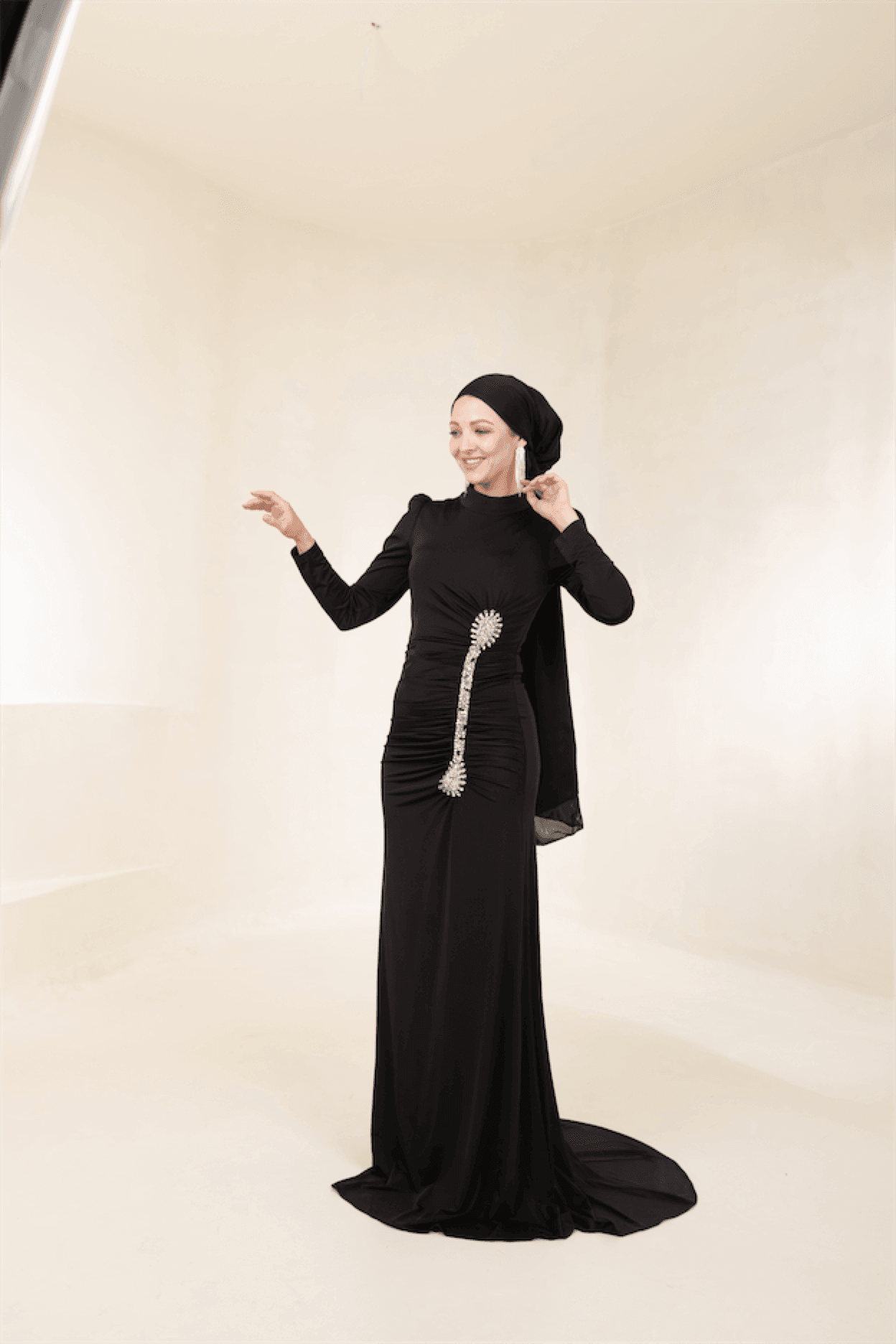 Lydia Hijab Evening Dress - Black