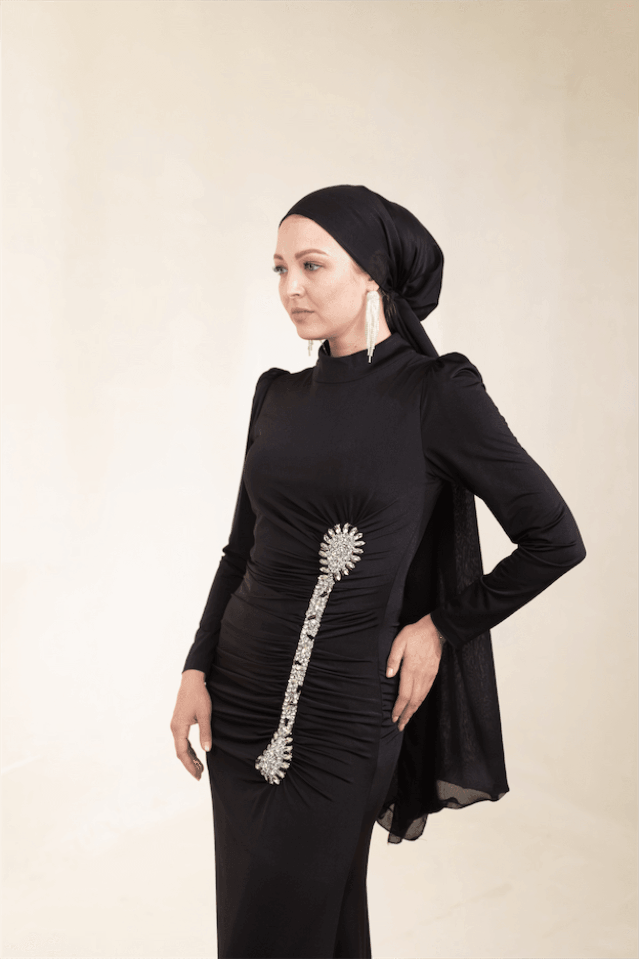 Lydia Hijab Evening Dress - Black