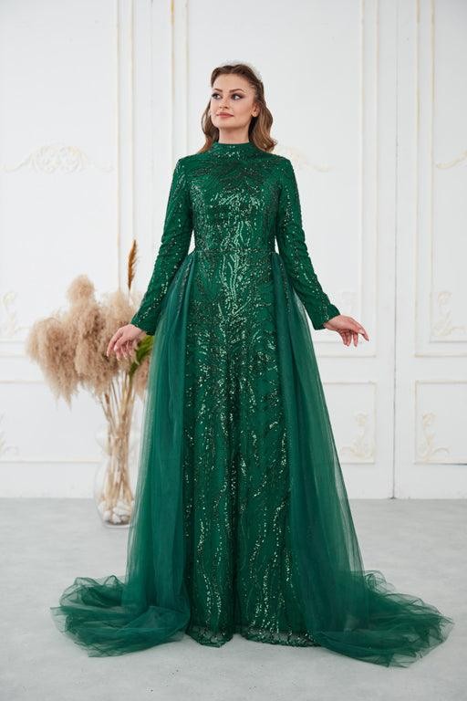 Liva Hijab Evening Dress - Emerald