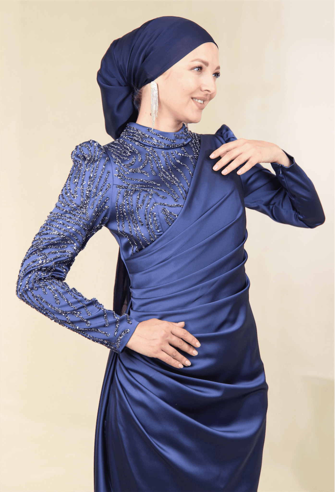 Ester Hijab Evening Dress - Indigo