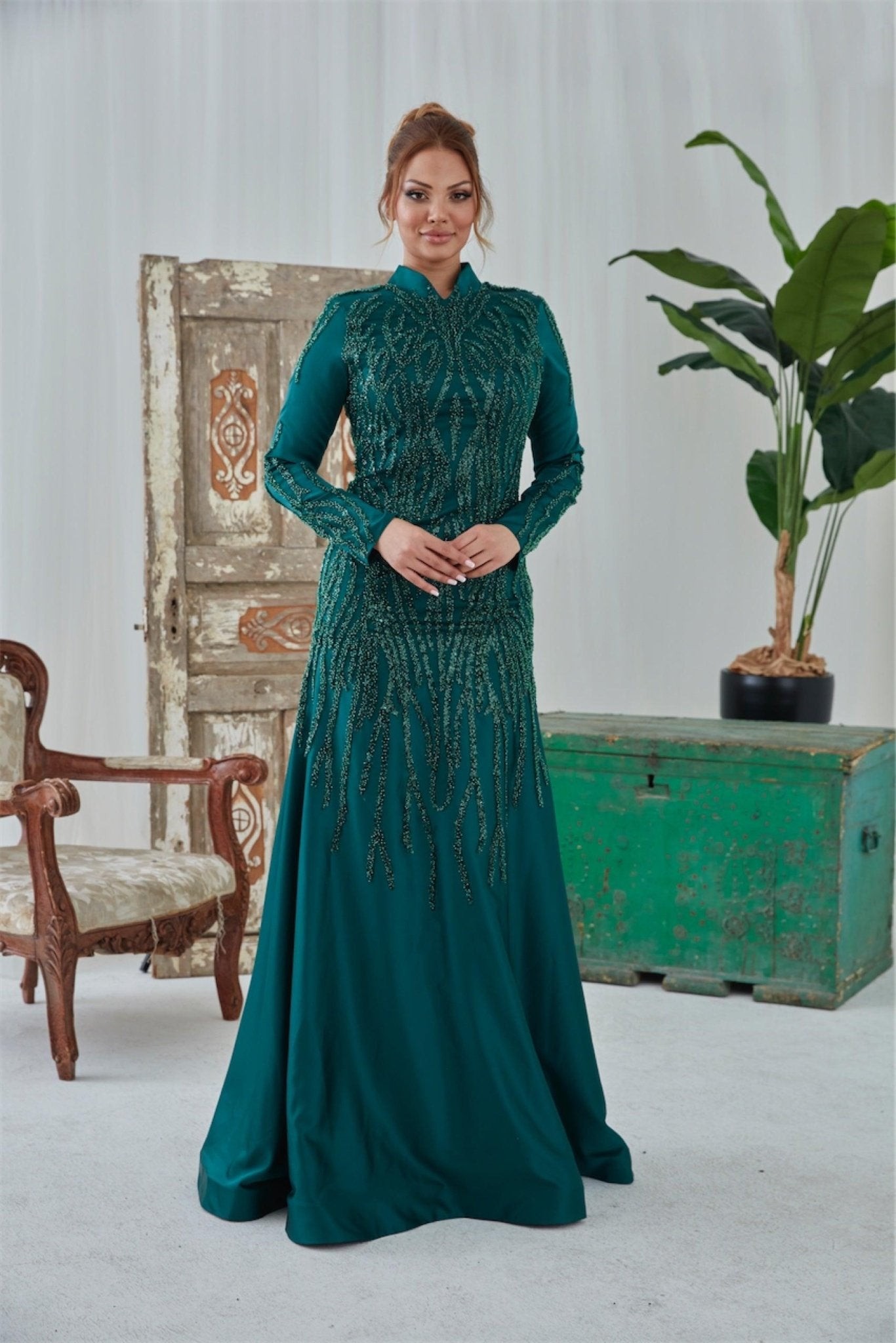Katia Hijab-Abendkleid – Smaragd