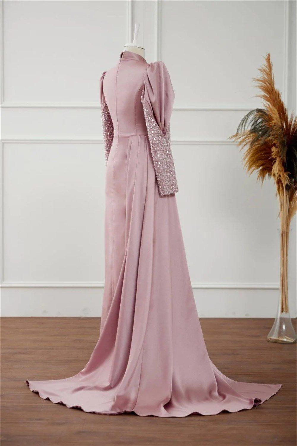 Karel Hijab Evening Dress - Powder